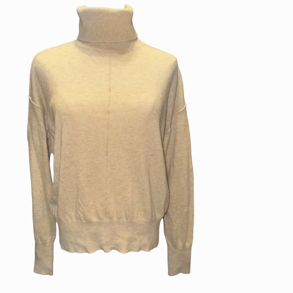 BECOOL Women Beige Marl Knit Turtleneck Sweater  Wool Blend‎ Size Small